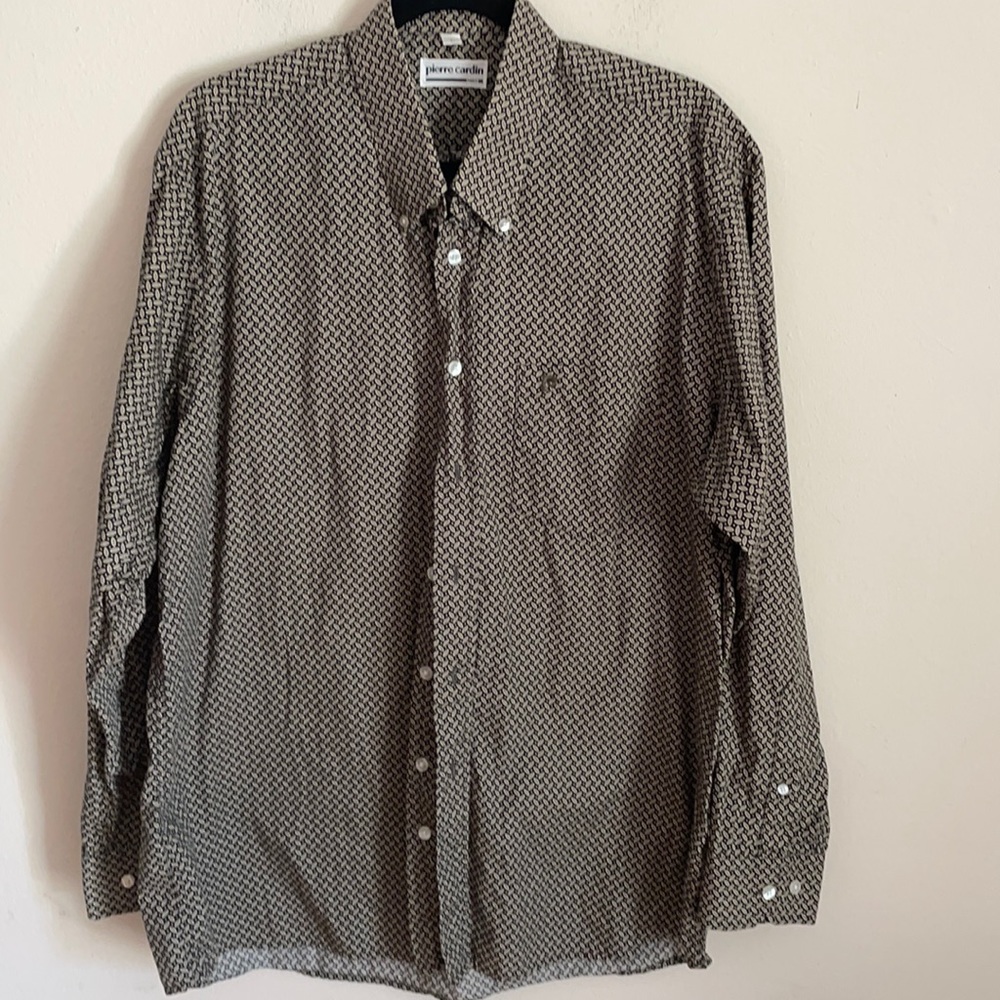 Pierre Cardin Paris Printed Button Down Shirt Dress Shirt Size L